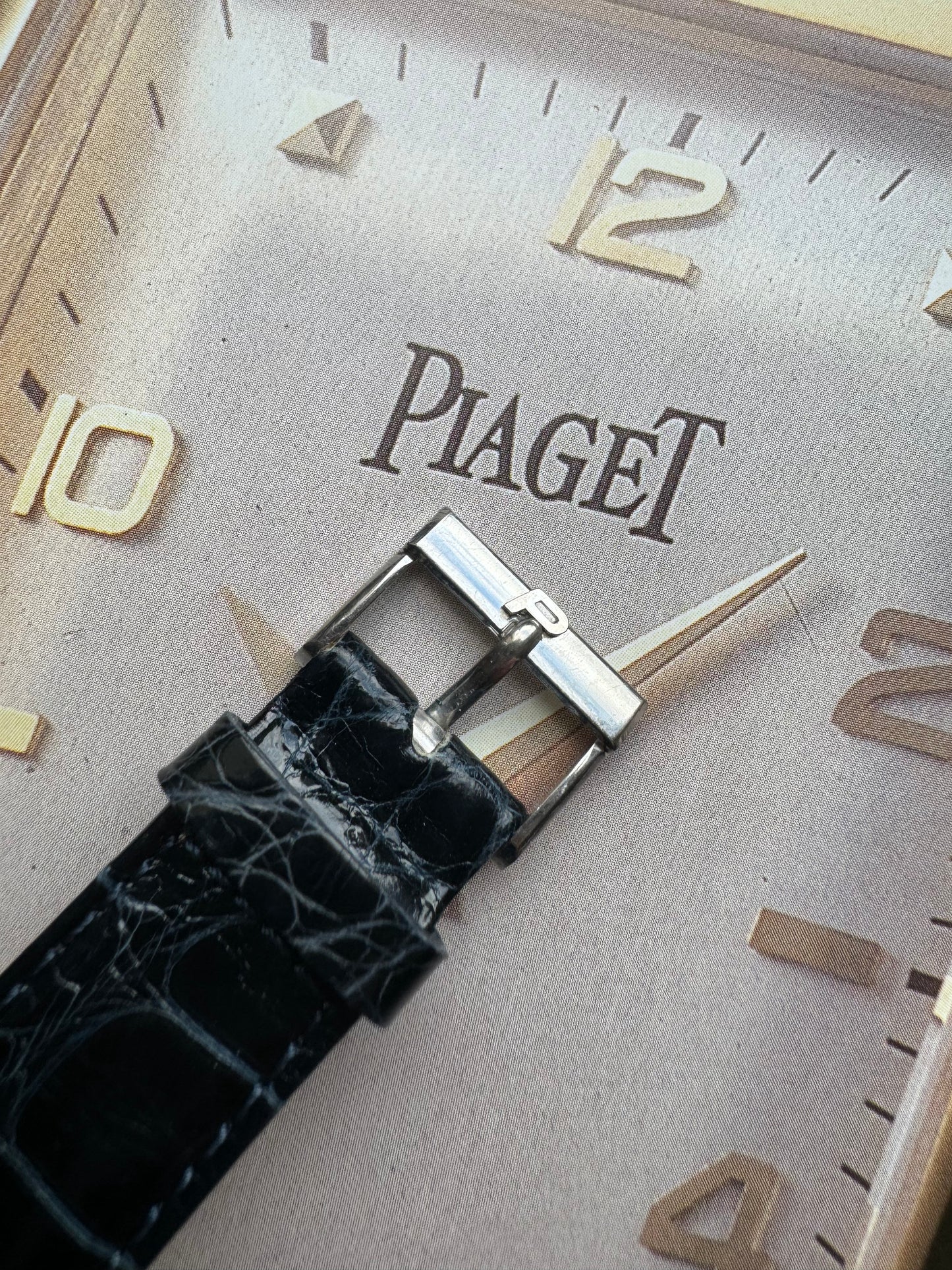 1970s Piaget 9151 Tank Clous de Paris Vintage Watch 18 Carat White Gold